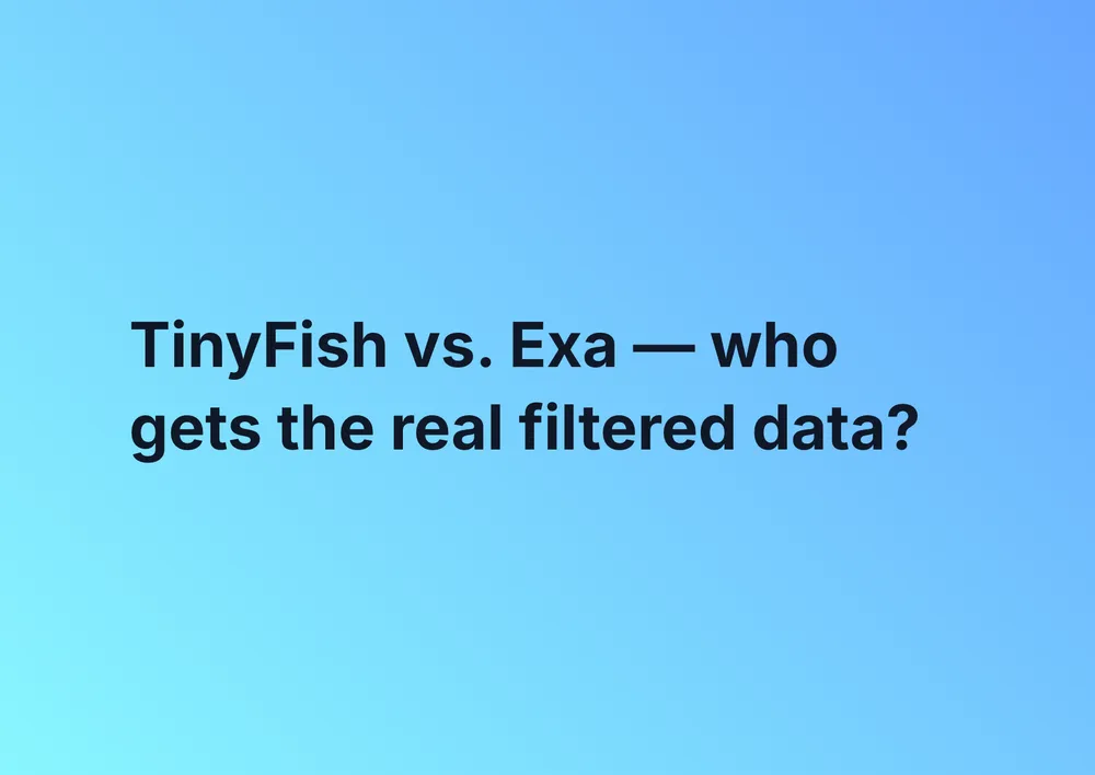 AI Agent Benchmark: TinyFish vs Exa task cover